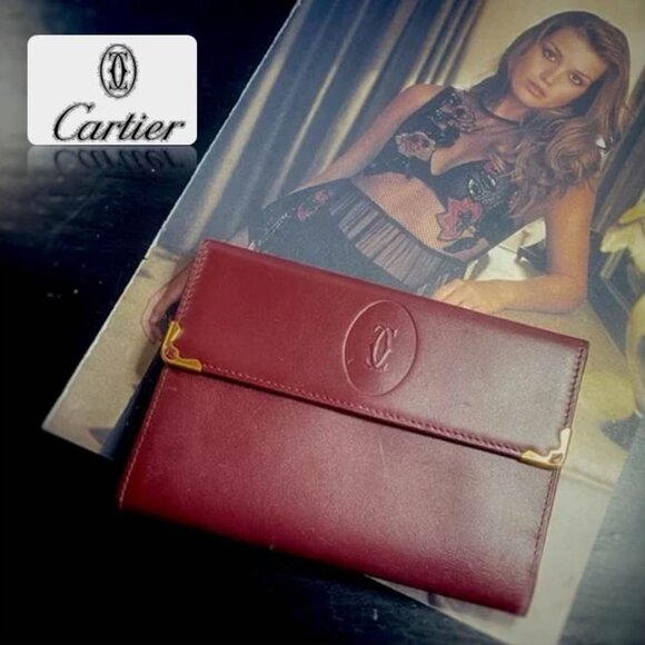 Cartier Maroon Leather Clutch Wallet LIKE NEW - Picture 1 of 10